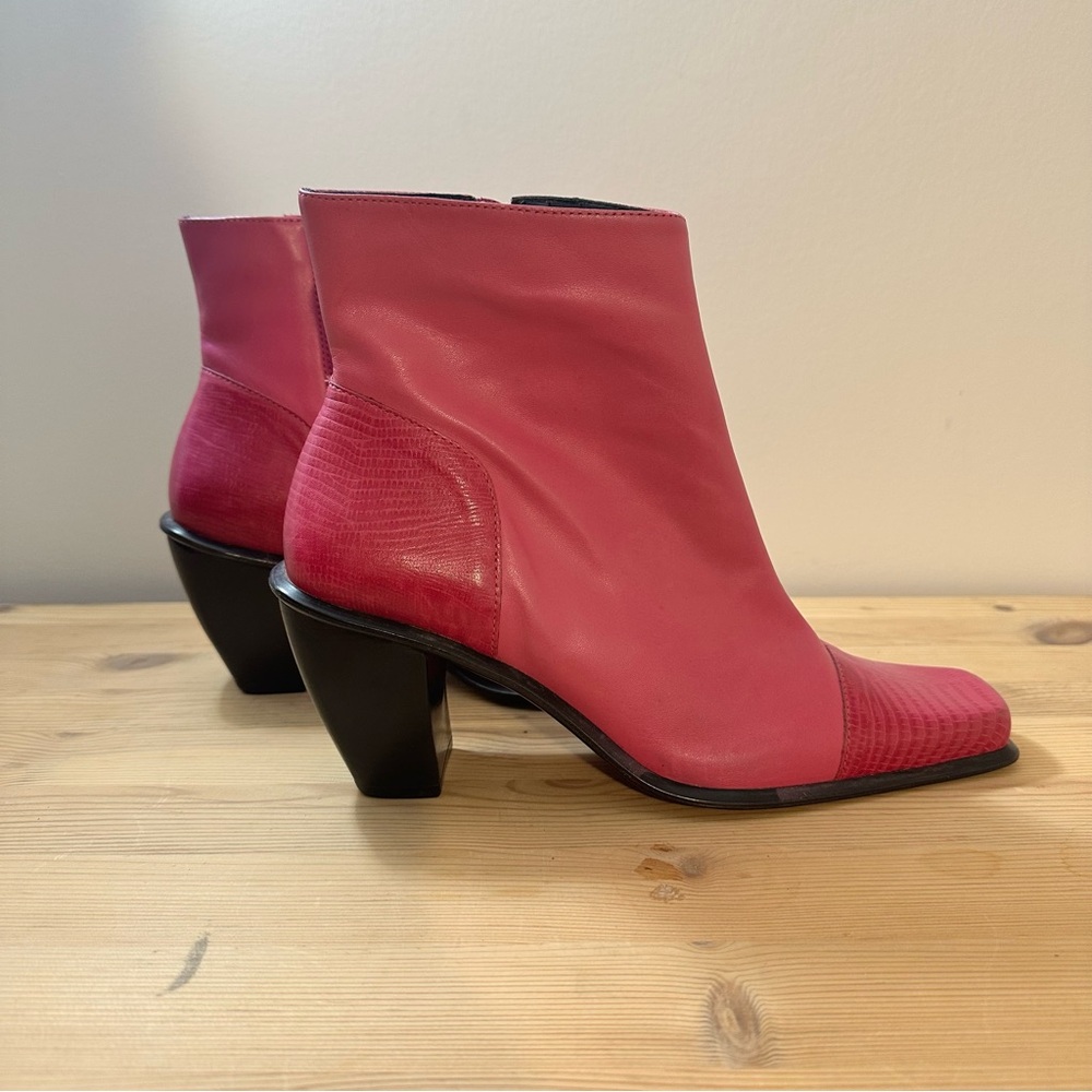 Massimo - Pink Ankle Boots with Textured Details, Women’s size 6